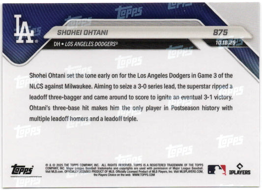 MLB - 2025 Topps NOW - Shohei Ohtani - 10/16/2025 - 875 - Mint