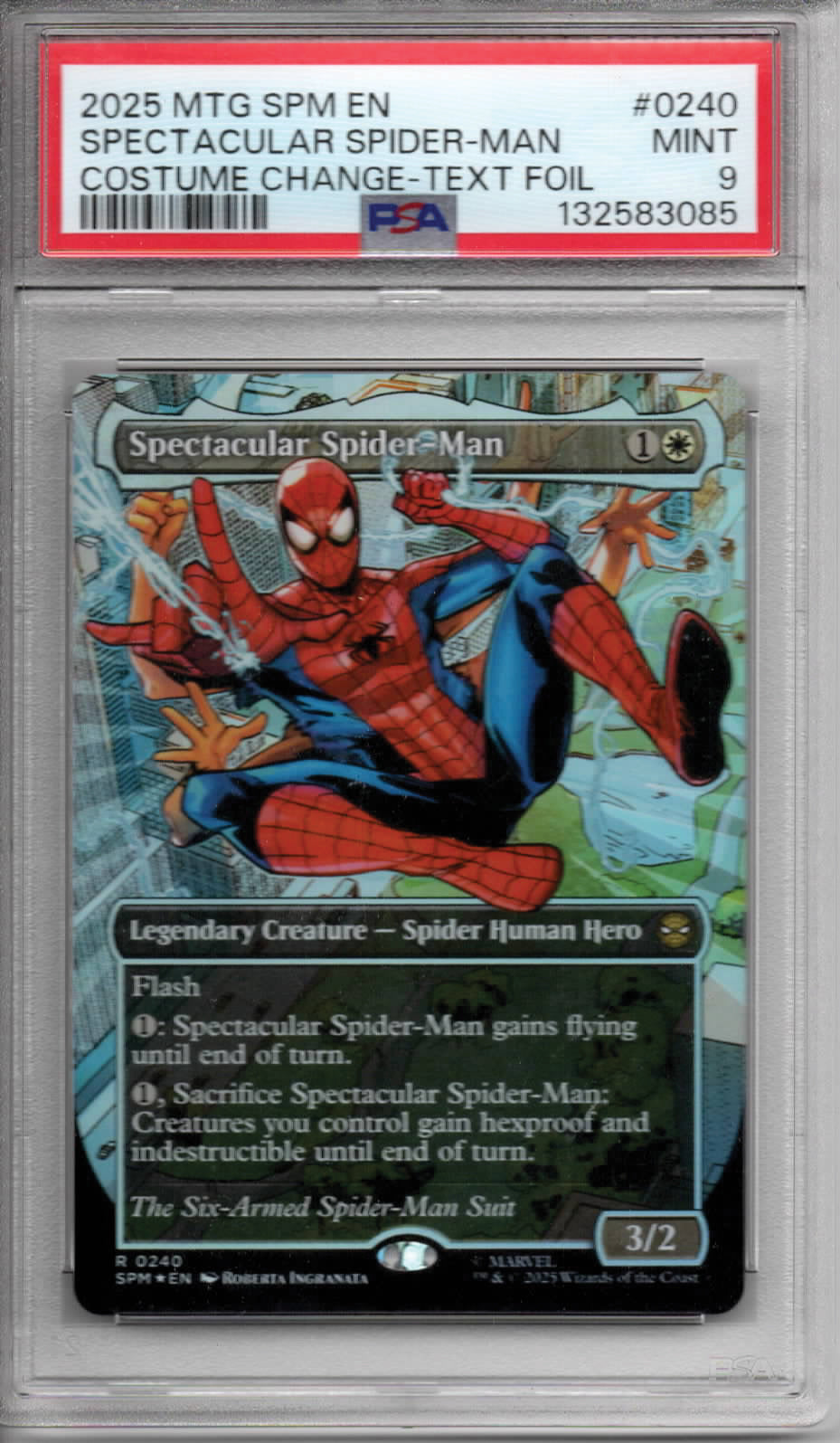 Magic the Gathering - Spectacular Spider-Man Costume Change Textured Foil - Spider-Man - #240 - MINT - PSA 9