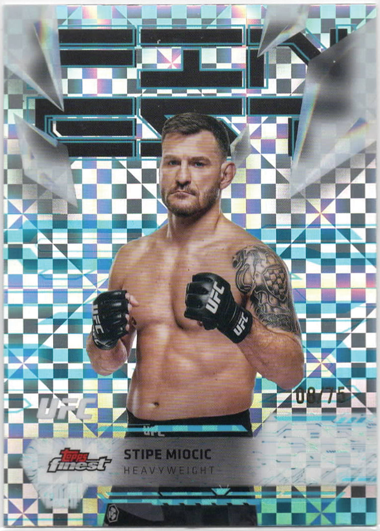 UFC - 2025 Topps Finest - Stipe Miocic - Serialized Checkerboard Refractor /75 - #192 - NM/M