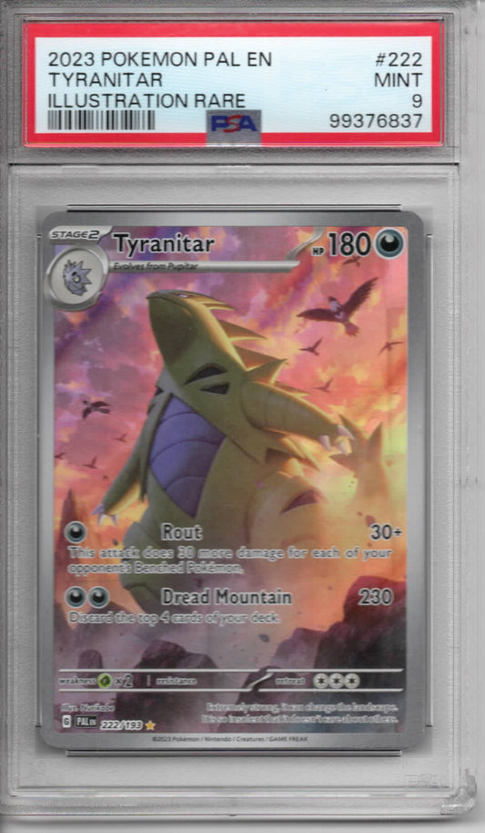 Pokemon TCG - 2023 Paldea Evolved - Tyranitar Illustration Rare - #222/193 - MINT - PSA 9