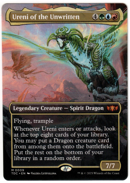 Magic the Gathering - Ureni of the Unwritten Borderless - MYTHIC - Tarkir Dragonstorm - Mint