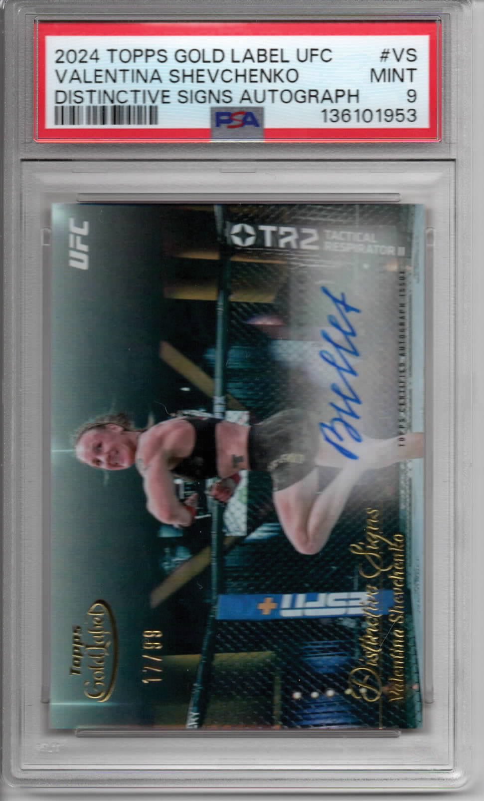 UFC - Topps Gold Label - Valentina Shevchenko - AUTOGRAPHED and SERIALIZED Distinctive Signs - 17/99 - #DSS-VS - PSA 9 - MINT