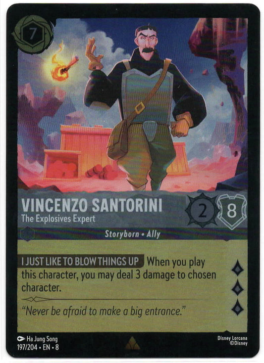 Lorcana - Vincenzo Santorini - The Explosives Expert COLDFOIL - 197/204 - RARE - Reign of Jafar - Mint/Near Mint