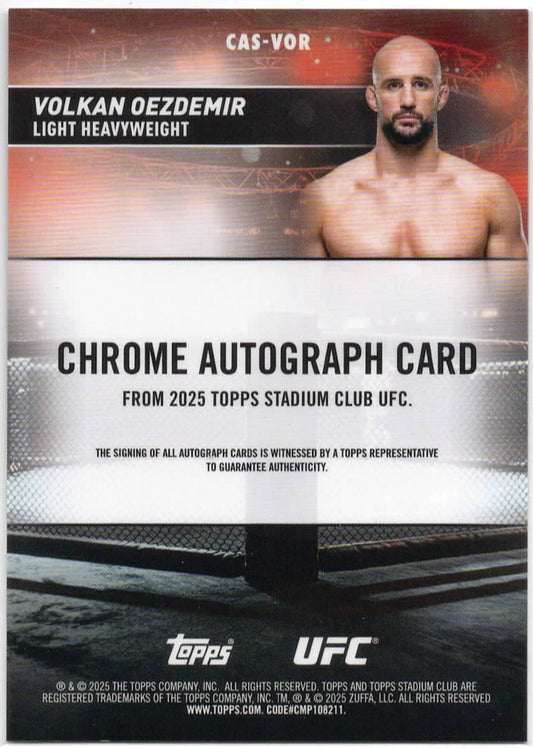 UFC - 2025 Stadium Club - Volkan Oezdemir - Chrome ON-CARD AUTO - #CAS-VOR - Mint