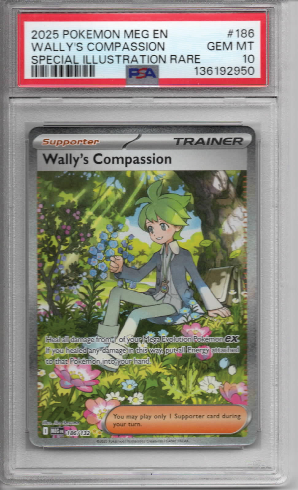 Pokemon TCG - Wally's Compassion - 2025 Mega Evolution - Special Illustration Rare - #186/132 - GEM MINT - PSA 10