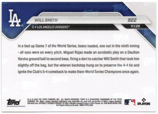 MLB - 2025 Topps NOW - Will Smith - 11/01/2025 - 922 - Mint