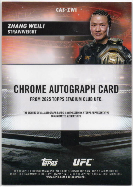 UFC - 2025 Stadium Club - Zhang Weili - Chrome ON-CARD AUTO - #CAS-ZWI - Mint