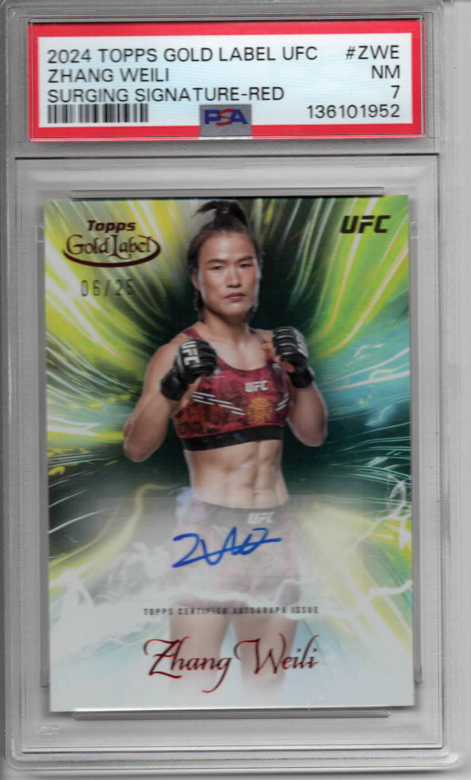 UFC - 2024 Topps Gold Label - Zhang Weili - Surging Signature Red /25 - THE ONLY PSA GRADED COPY  #SGS-ZWE